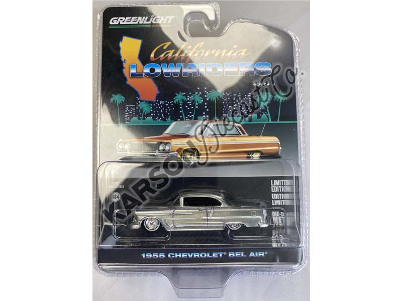 CHASE 1955 Chevrolet Bel Air – Red and Silver (California Lowriders Series 5) Diecast 1:64 Scale Model - Greenlight 63060B