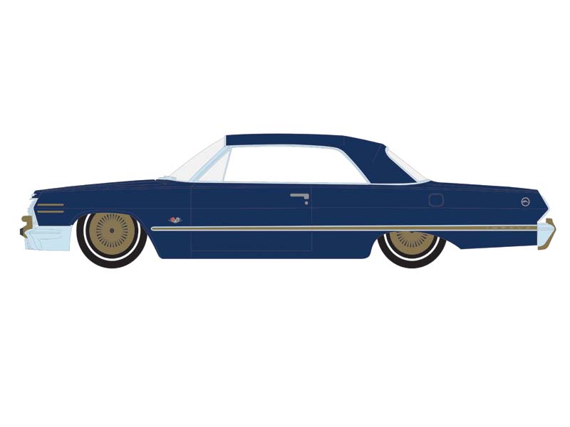 PRE-ORDER 1963 Chevrolet Impala – Dark Blue and Gold (California Lowriders Series 5) Diecast 1:64 Scale Model - Greenlight 63060C