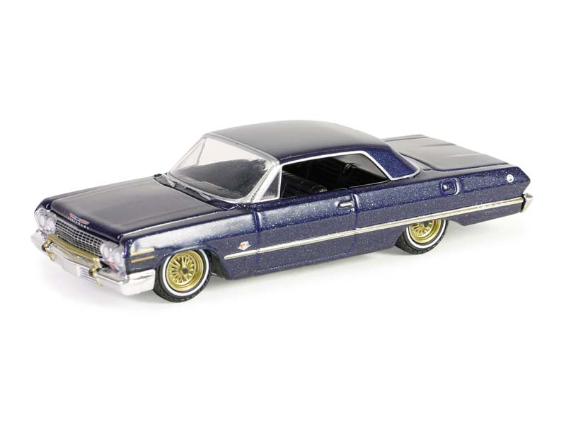 1963 Chevrolet Impala – Dark Blue and Gold (California Lowriders Series 5) Diecast 1:64 Scale Model - Greenlight 63060C