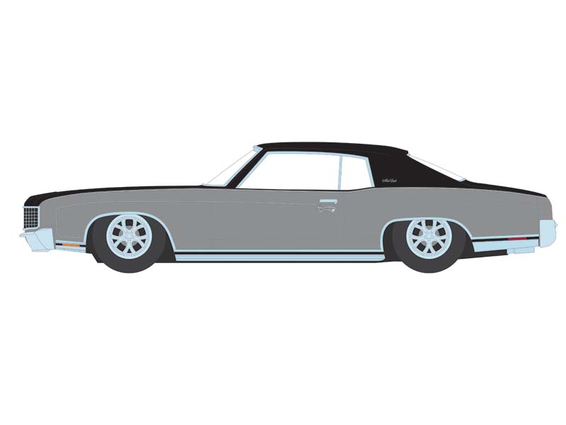 PRE-ORDER 1972 Chevrolet Monte Carlo – Silver and Black (California Lowriders Series 5) Diecast 1:64 Scale Model - Greenlight 63060F