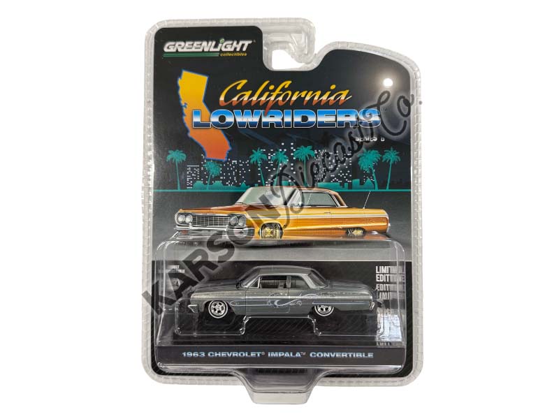 RAW CHASE 1964 Chevrolet Bel Air - Dark Gray Metallic & Silver Metallic (California Lowriders Series 6) Diecast 1:64 Scale Model - Greenlight 63070D
