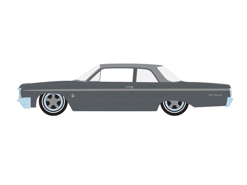 PRE-ORDER 1964 Chevrolet Bel Air - Dark Gray Metallic & Silver Metallic (California Lowriders Series 6) Diecast 1:64 Scale Model - Greenlight 63070D