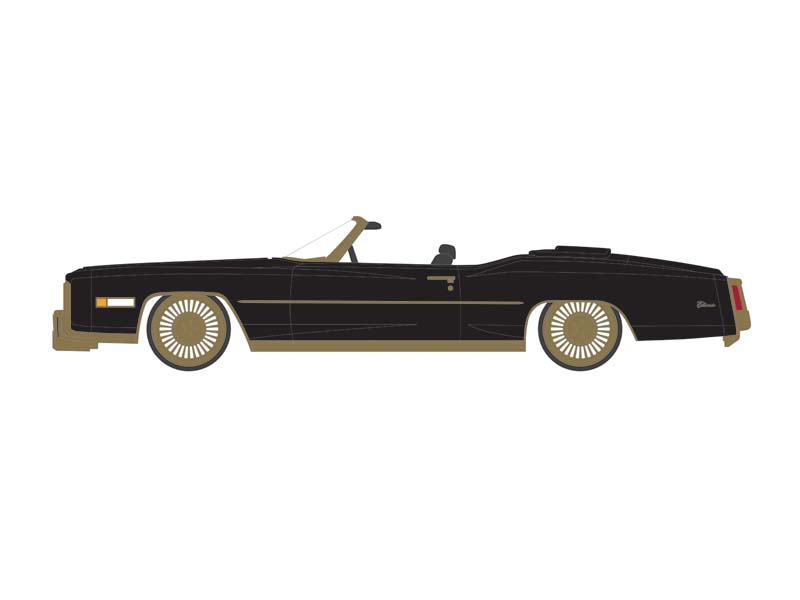 PRE-ORDER 1976 Cadillac Eldorado Convertible - Black & Gold (California Lowriders Series 6) Diecast 1:64 Scale Model - Greenlight 63070F