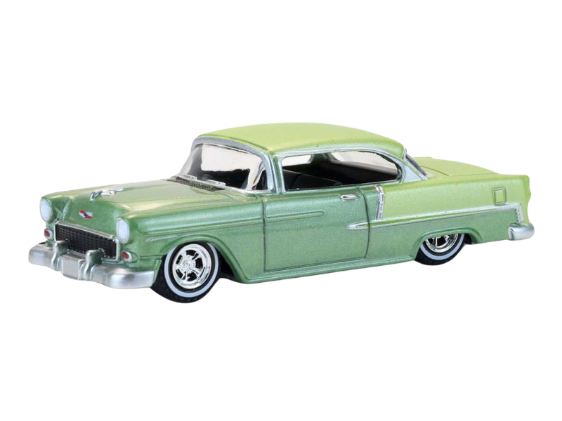 1956 Chevrolet Bel Air Lowrider - Crocus Yellow & Laurel Green Two-Tone (California Lowriders Series 7) Diecast 1:64 Scale Model - Greenlight 63080A