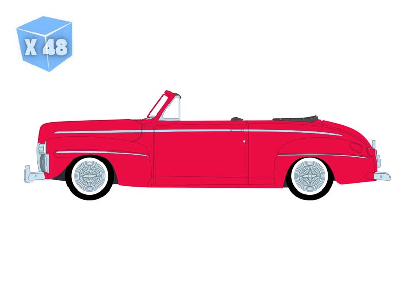 PRE-ORDER - 48 PACK 1942 Ford Deluxe Convertible Top Down - Candy Apple Red (Lowriders Series 8) Diecast 1:64 Scale Model - Greenlight 63090A