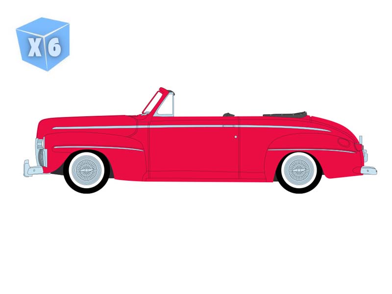 PRE-ORDER - 6 PACK 1942 Ford Deluxe Convertible Top Down - Candy Apple Red (Lowriders Series 8) Diecast 1:64 Scale Model - Greenlight 63090A