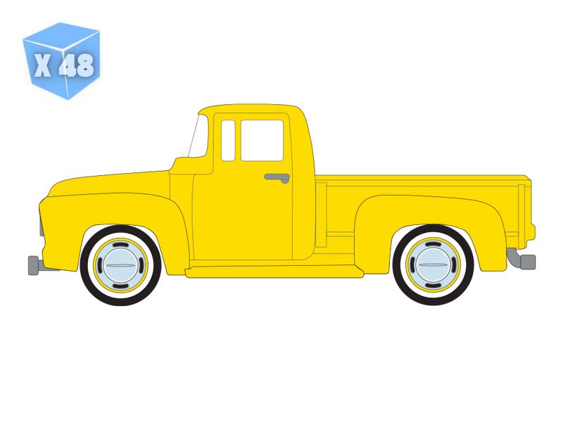 PRE-ORDER - 48 PACK 1954 Ford F-100 - Bright Yellow (Lowriders Series 8) Diecast 1:64 Scale Model - Greenlight 63090B