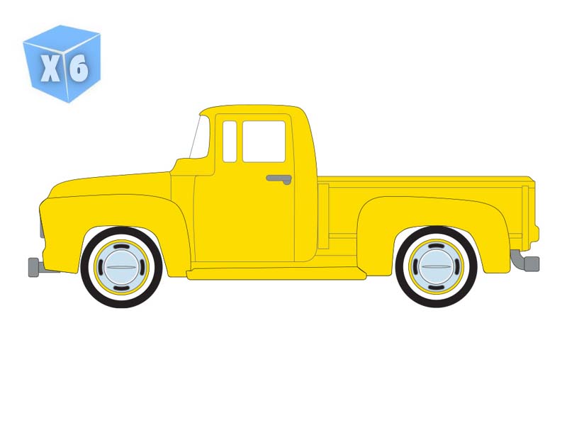 PRE-ORDER - 6 PACK 1954 Ford F-100 - Bright Yellow (Lowriders Series 8) Diecast 1:64 Scale Model - Greenlight 63090B