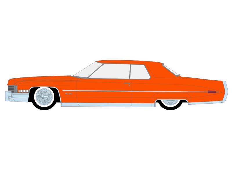 PRE-ORDER 1972 Cadillac Coupe deVille - Mandarin Orange (Lowriders Series 8) Diecast 1:64 Scale Model - Greenlight 63090D