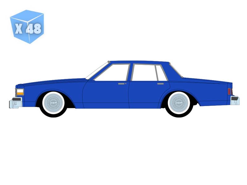 PRE-ORDER - 48 PACK 1986 Chevrolet Caprice - Electric Blue (Lowriders Series 8) Diecast 1:64 Scale Model - Greenlight 63090E