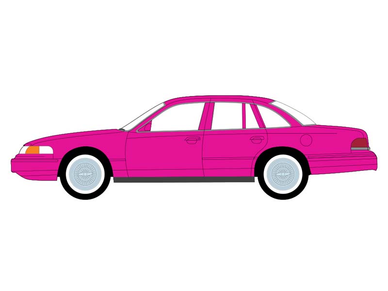 PRE-ORDER - 48 PACK 1996 Ford Crown Victoria - Bubblegum Pink (Lowriders Series 8) Diecast 1:64 Scale Model - Greenlight 63090F