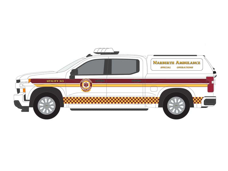 CHASE 2020 Chevrolet Silverado - Narberth Ambulance Special Operations Pennsylvania (First Responders) Series 1 Diecast 1:64 Scale Model - Greenlight 67040E