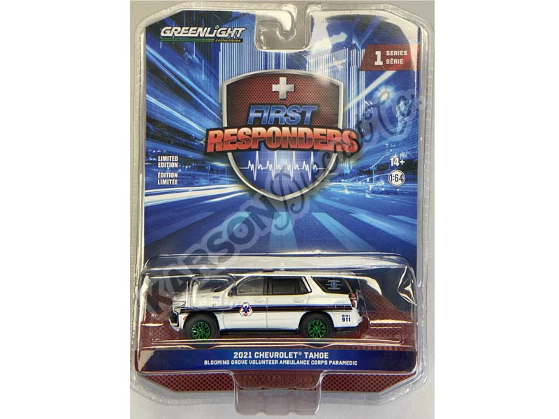 CHASE 2021 Chevrolet Tahoe - Blooming Grove Volunteer Ambulance Paramedic New York (First Responders) Series 1 Diecast 1:64 Scale Model - Greenlight 67040F