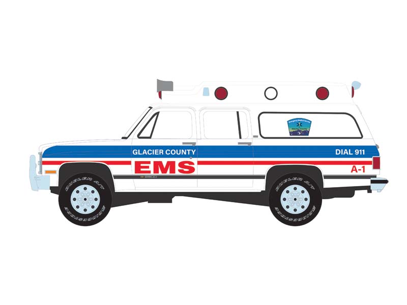 PRE-ORDER 1991 Chevrolet Suburban Ambulance – Glacier County EMS Montana (First Responders Series 2) Diecast 1:64 Scale Model - Greenlight 67060B