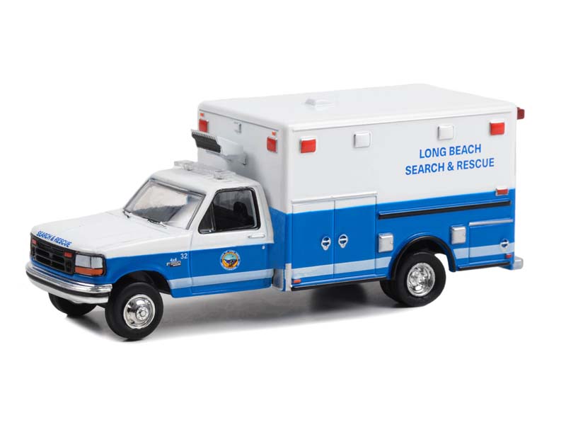 1993 Ford F-350 Ambulance - Long Beach California - First Responders (Hobby Exclusive) Diecast 1:64 Scale Model - Greenlight 67062