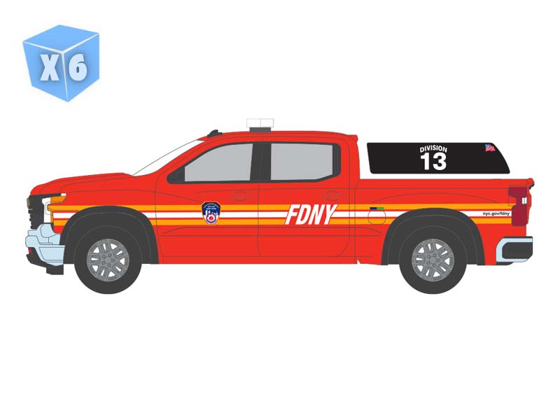PRE-ORDER - 6 PACK 2023 Chevrolet Silverado - FDNY (Fire & Rescue Series 5) Diecast 1:64 Scale Model - Greenlight 67070E