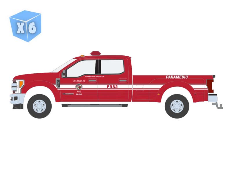 PRE-ORDER - 6 PACK 2018 Ford F-350 - Los Angeles Fire Department (Fire & Rescue Series 5) Diecast 1:64 Scale Model - Greenlight 67070F