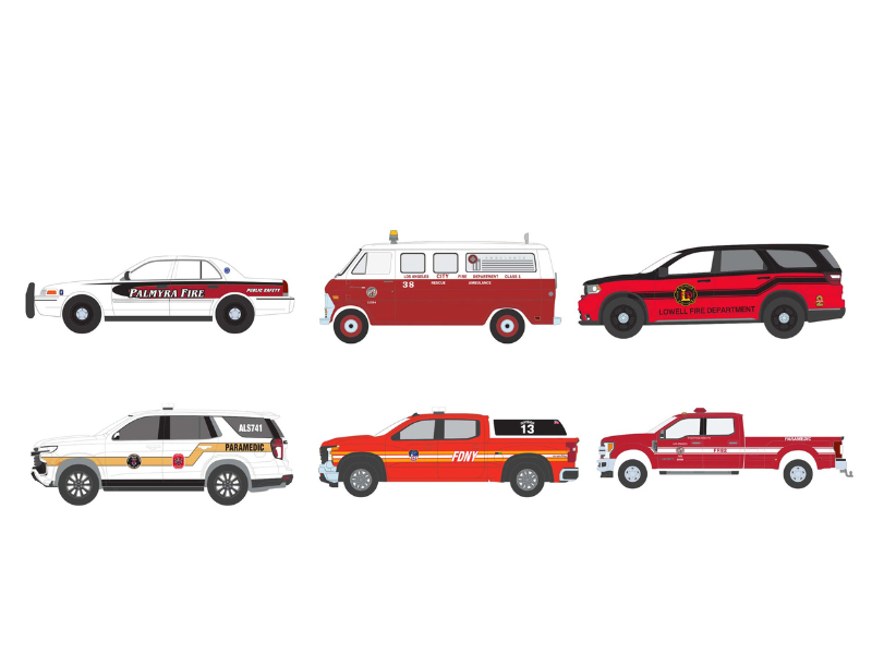 PRE-ORDER (Fire & Rescue Series 5) SET OF 6 Diecast 1:64 Scale Models - Greenlight 67070