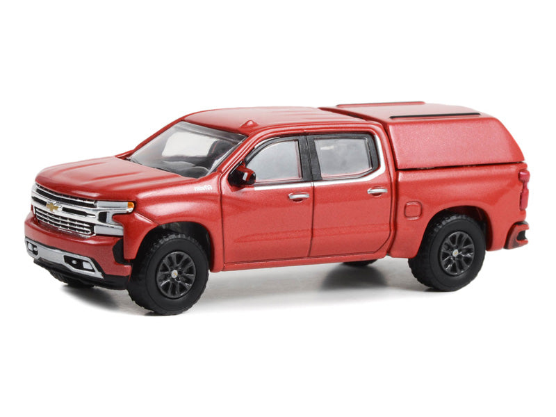 CHASE 2022 Chevrolet Silverado LTD High Country w/ Camper Shell - Cherry Red (Showroom Floor) Series 2 Diecast 1:64 Scale Model Car - Greenlight 68020C
