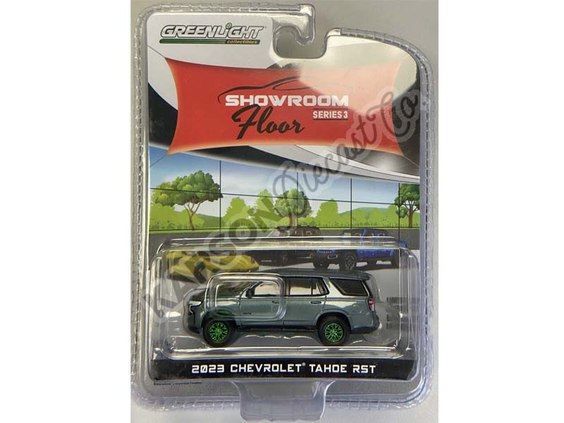 CHASE 2023 Chevrolet Tahoe RST - Silver Sage Metallic (Showroom Floor) Series 3 Diecast 1:64 Scale Model - Greenlight 68030C