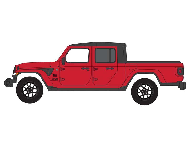 PRE-ORDER 2023 Jeep Gladiator Freedom – Firecracker Red (Showroom Floor Series 5) Diecast 1:64 Scale Model - Greenlight 68050B