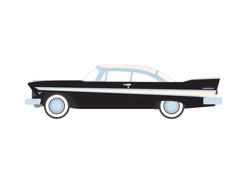 PRE-ORDER 1957 Plymouth Belvedere - Jet Black and Sand Dune White (Showroom Floor Series 6) Diecast 1:64 Scale Model - Greenlight 68060A