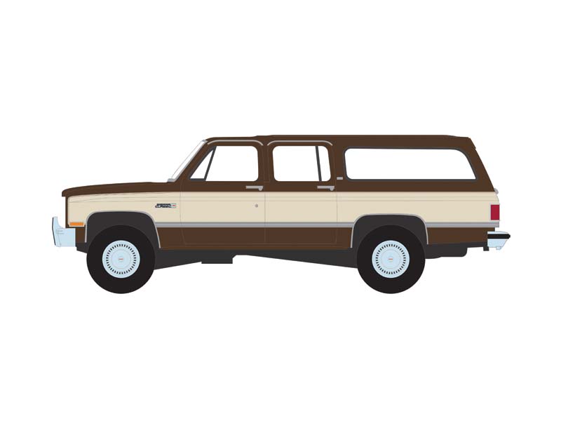 RAW CHASE 1986 GMC Suburban - Indian Bronze and Doeskin Tan (Showroom Floor Series 6) Diecast 1:64 Scale Model - Greenlight 68060E