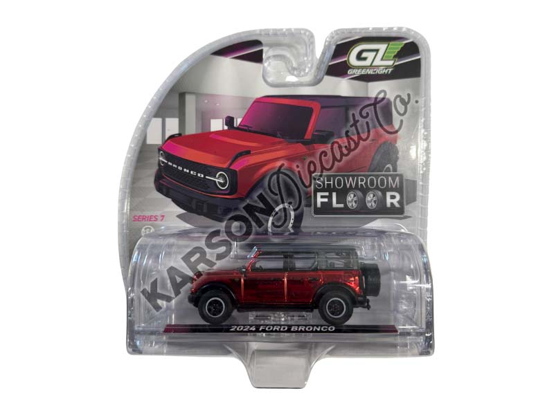 CHROME CHASE 2024 Ford Bronco 4-Door Badlands - Hot Pepper Red Metallic (Showroom Floor Series 7) Diecast 1:64 Scale Model - Greenlight 68070C