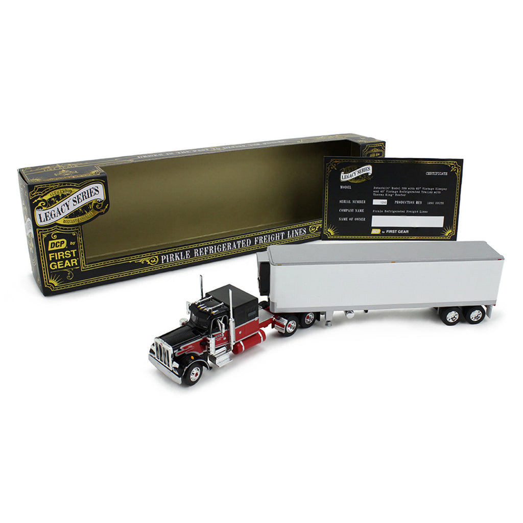 Peterbilt Model 359 w/ 60" Vintage Sleeper w/ 40' Vintage Reefer Trailer - Pirkle Refrigerated Freight Lines (Legacy Series #1) Diecast 1:64 Scale Model - DCP 69-2017