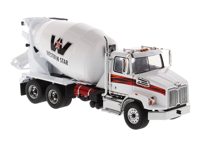 Western Star 4700 SBFA Tandem w/ Concrete Mixer White (Transport Series) 1:50 Scale Model - Diecast Masters 71035