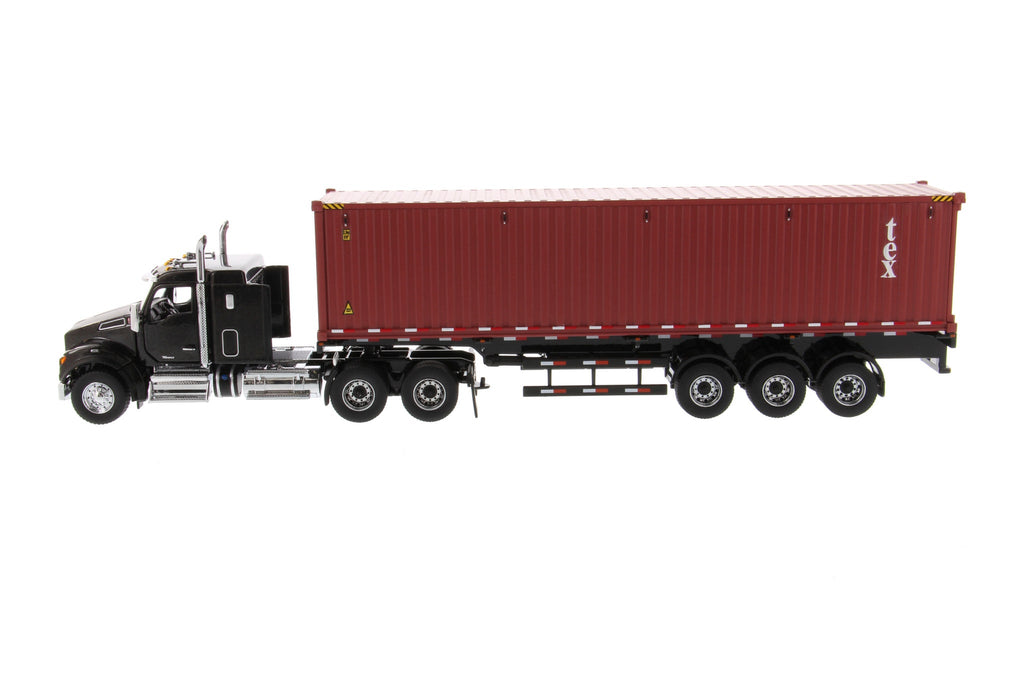 Kenworth T880 SFFA Day Cab w/ 40" Sleeper & Skelatal Trailer w/ 40' Dry Goods Container (Transport Series) 1:50 Scale Model - Diecast Masters 71060