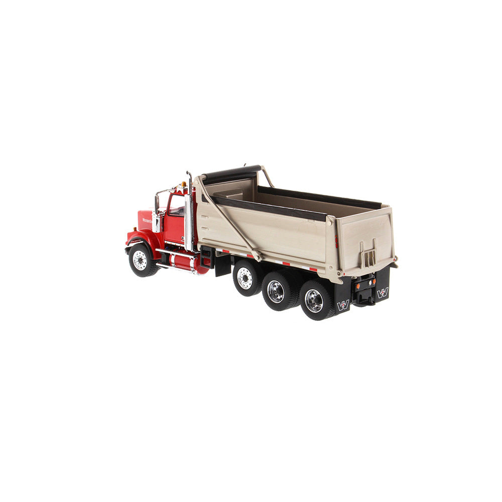 Western Star 4900 SFFA w/ Lift Axle Silver Plated Dump Red (Transport Series) 1:50 Scale Model - Diecast Masters 71067