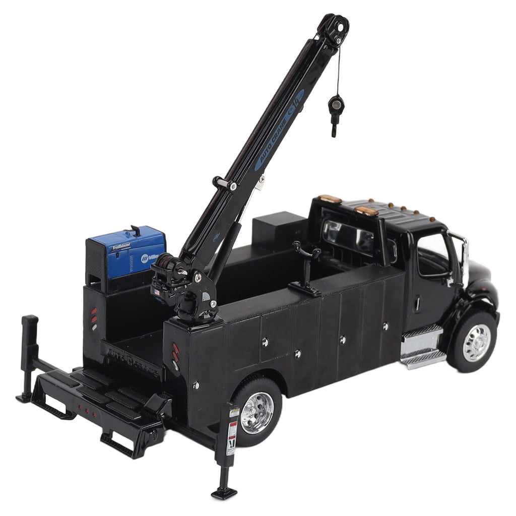 PRE-ORDER Freightliner M2-106 Auto-Crane Titan85-Body HC14-Crane Work Truck w/ AC40 Compressor and Miller Trailblazer Welder Black Diecast 1:50 Scale Model - Diecast Master 71215