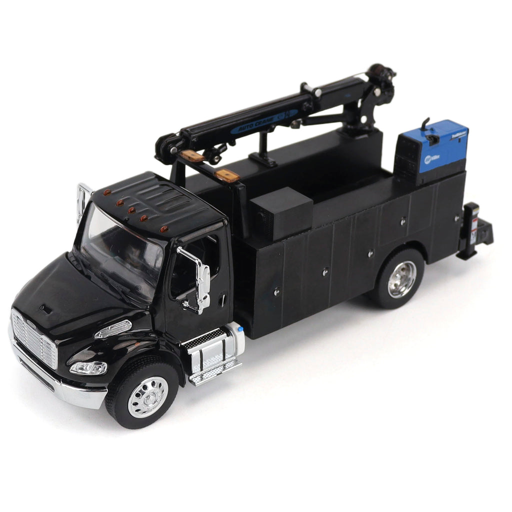 PRE-ORDER Freightliner M2-106 Auto-Crane Titan85-Body HC14-Crane Work Truck w/ AC40 Compressor and Miller Trailblazer Welder Black Diecast 1:50 Scale Model - Diecast Master 71215