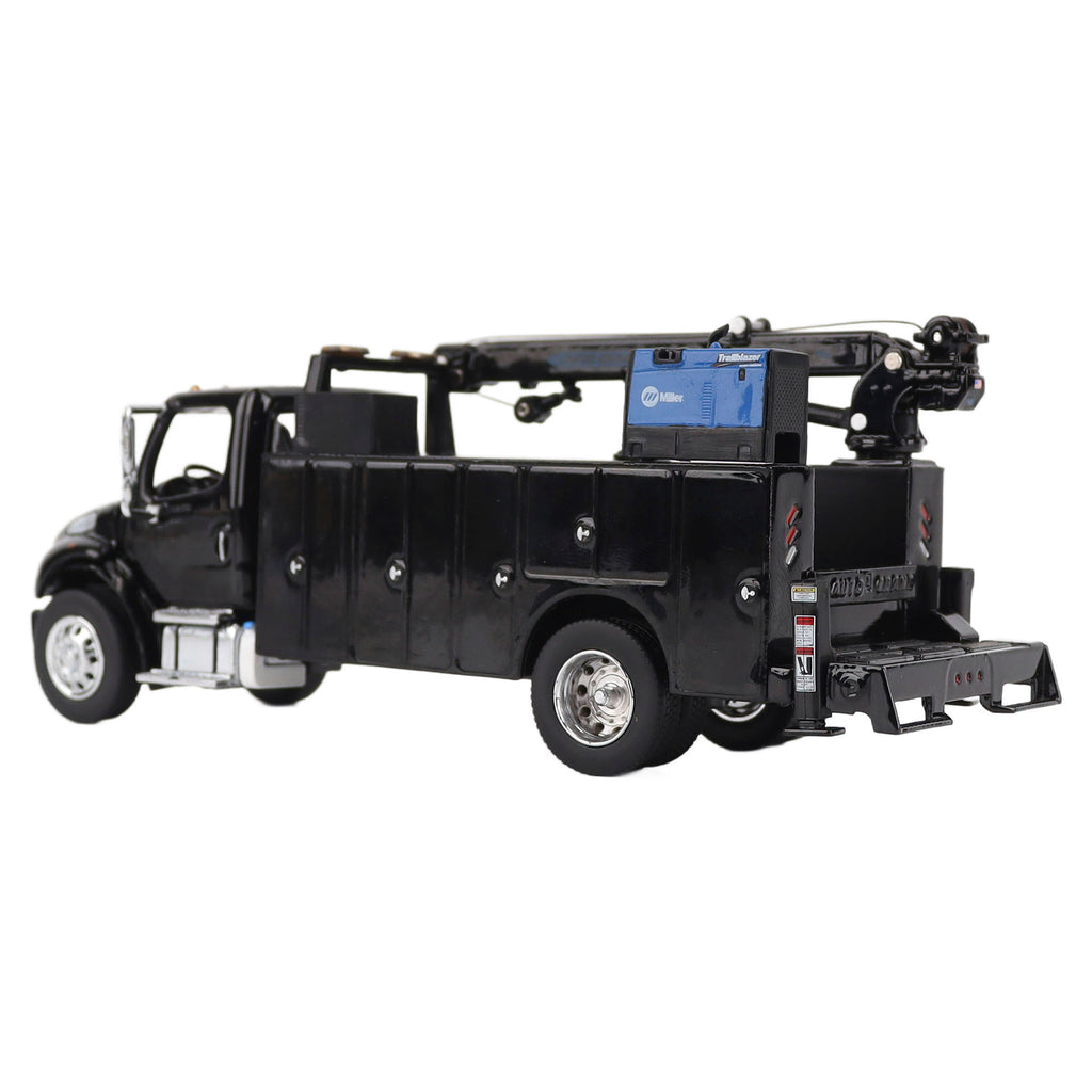 PRE-ORDER Freightliner M2-106 Auto-Crane Titan85-Body HC14-Crane Work Truck w/ AC40 Compressor and Miller Trailblazer Welder Black Diecast 1:50 Scale Model - Diecast Master 71215