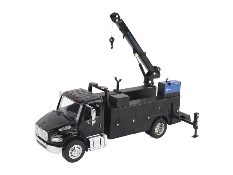 PRE-ORDER Freightliner M2-106 Auto-Crane Titan85-Body HC14-Crane Work Truck w/ AC40 Compressor and Miller Trailblazer Welder Black Diecast 1:50 Scale Model - Diecast Master 71215