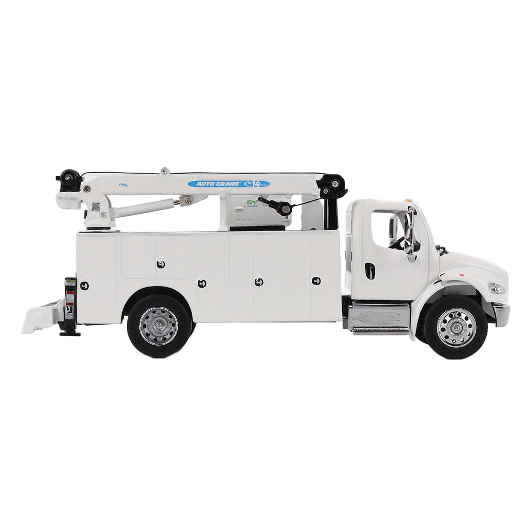 PRE-ORDER Freightliner M2-106 Auto-Crane Titan85-Body HC14-Crane Work Truck with Miller EnPak White Diecast 1:50 Scale Model - Diecast Master 71216