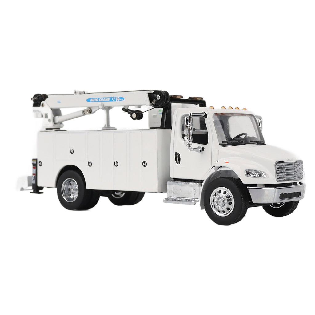 PRE-ORDER Freightliner M2-106 Auto-Crane Titan85-Body HC14-Crane Work Truck with Miller EnPak White Diecast 1:50 Scale Model - Diecast Master 71216