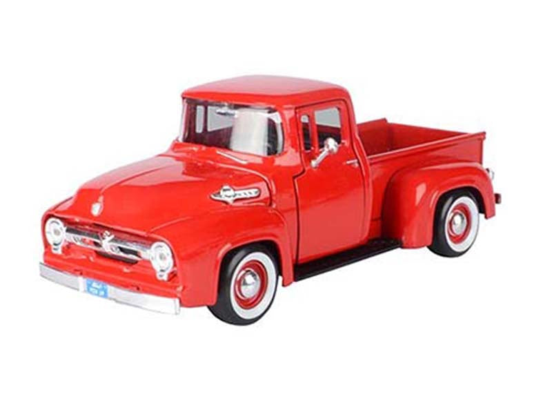 1956 Ford F-100 Pickup Truck - Red w/ White Wall Tires (American Classics) Diecast 1:24 Scale Model - Motormax 73235RDWW