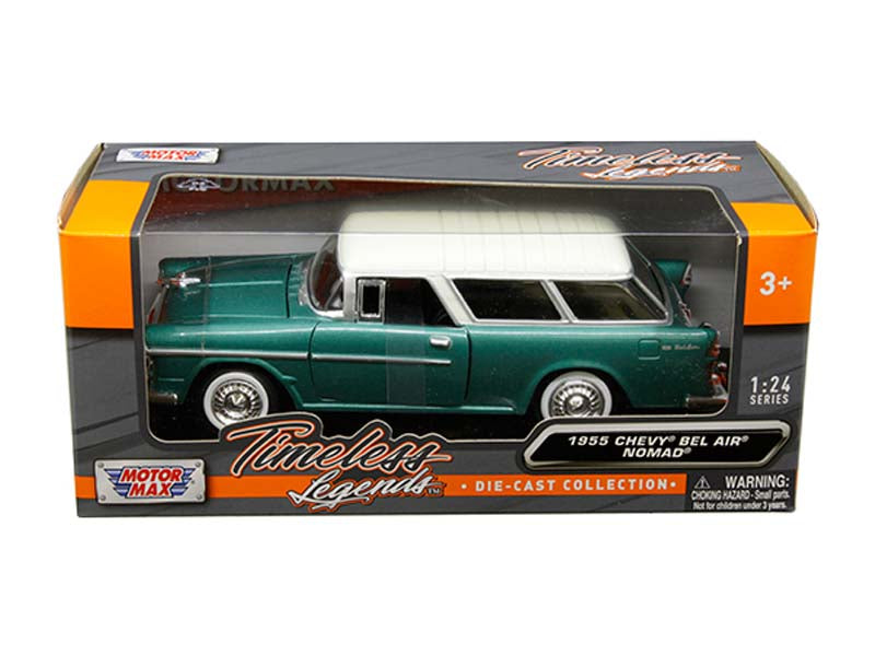 1955 Chevrolet Nomad - Green (Timeless Legends) Diecast 1:24 Scale Model - Motormax 73248GRN