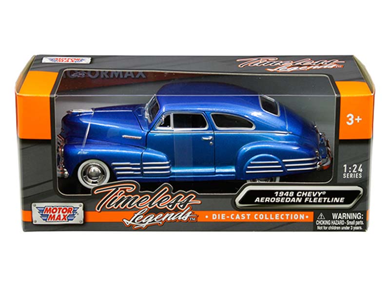 1948 Chevrolet Aerosedan Fleetline - Blue (Timeless Legends) Diecast 1:24 Scale Model - Motormax 73266BL