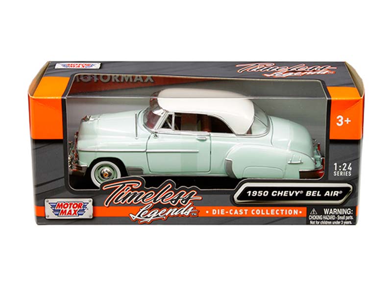 1950 Chevrolet Bel Air w/ White Top (Timeless Legends) Diecast 1:24 Scale Model - Motormax 73268LTGRN