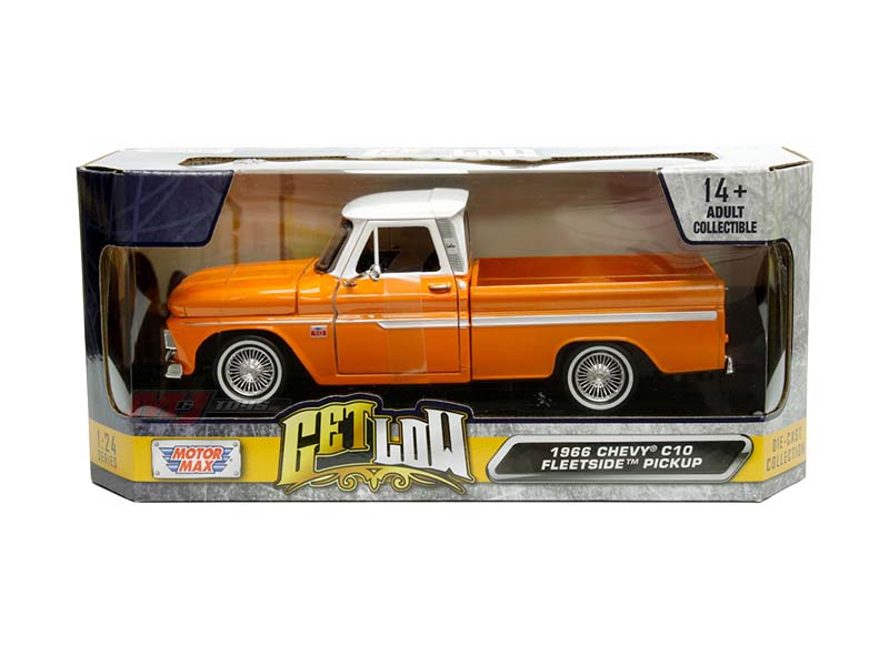 1966 Chevrolet C10 Fleetside Pickup – Copper/Orange (Get Low) Diecast 1:24 Scale Model - Motormax 79034COP
