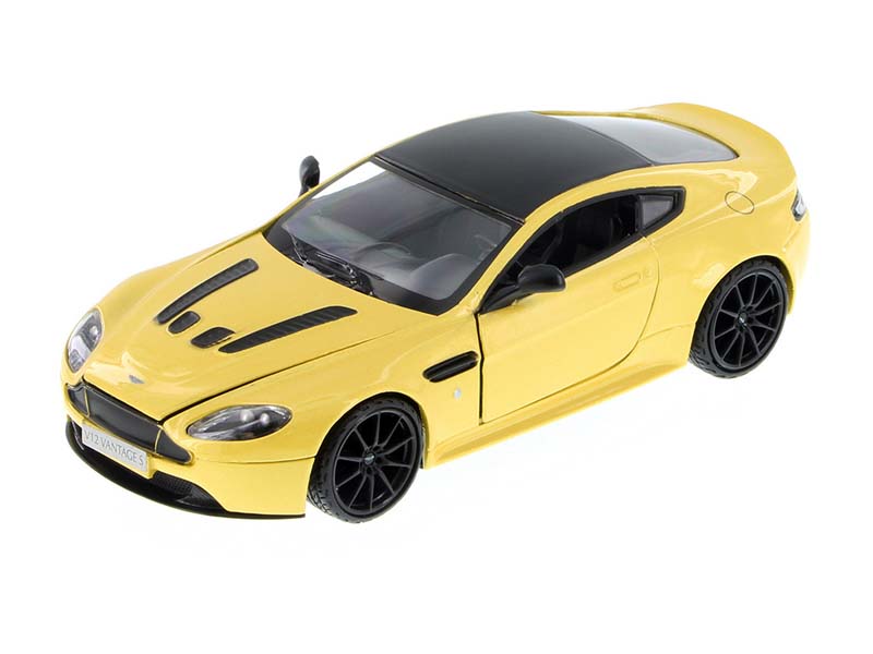 Aston Martin V12 Vantage S Yellow Diecast 1:24 Scale Model - Motormax 79322YL