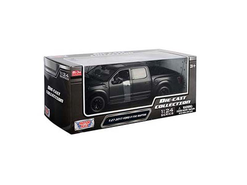 Ford Cast 2017 Ford F-150 Raptor - Matte Black Diecast 1:24 Scale Model - Motorm ...
