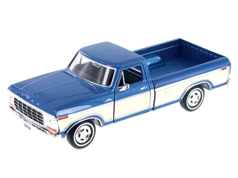 1979 Ford F-150 Pickup Truck - Blue / Cream (American Classics) Diecast 1:24 Scale Model - Motormax 79346BLCRM