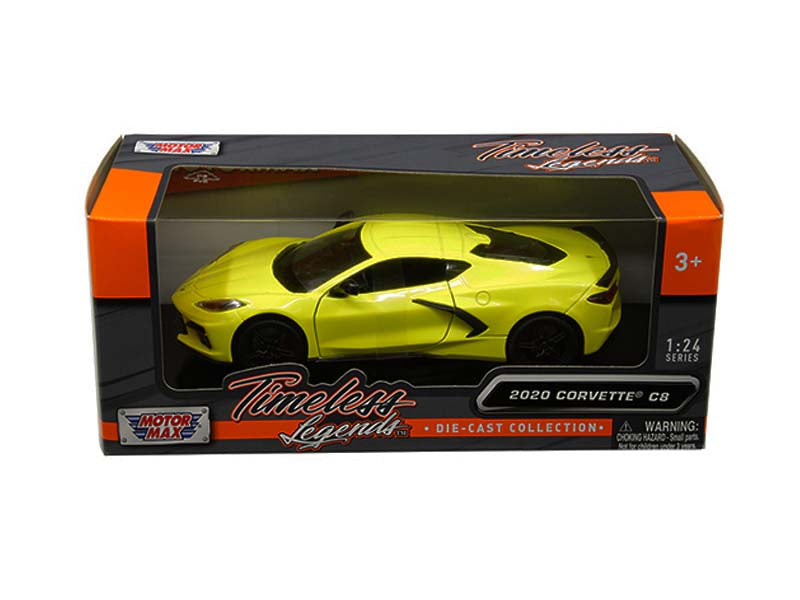 2020 Chevrolet Corvette C8 Stingray - Yellow (Timeless Legends) Diecast 1:24 Scale Model - Motormax 79360YL