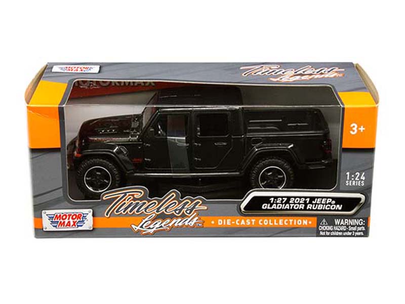 2021 Jeep Gladiator Rubicon - Black Closed Top (Timeless Legends) Diecast 1:24 Scale Model - Motormax 79368BK