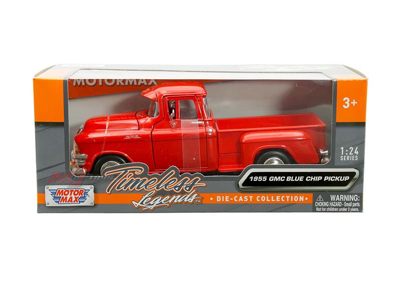 1955 GMC Blue Chip Pickup – Red (Timeless Legends) Diecast 1:24 Scale Model - Motormax 79382RD