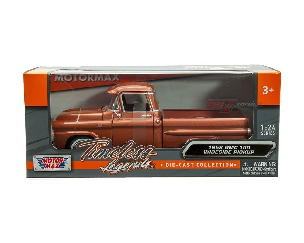 1958 GMC 100 Wideside Pickup – Brown Metallic (Timeless Legends) Diecast 1:24 Scale Model - Motormax 79385BRN